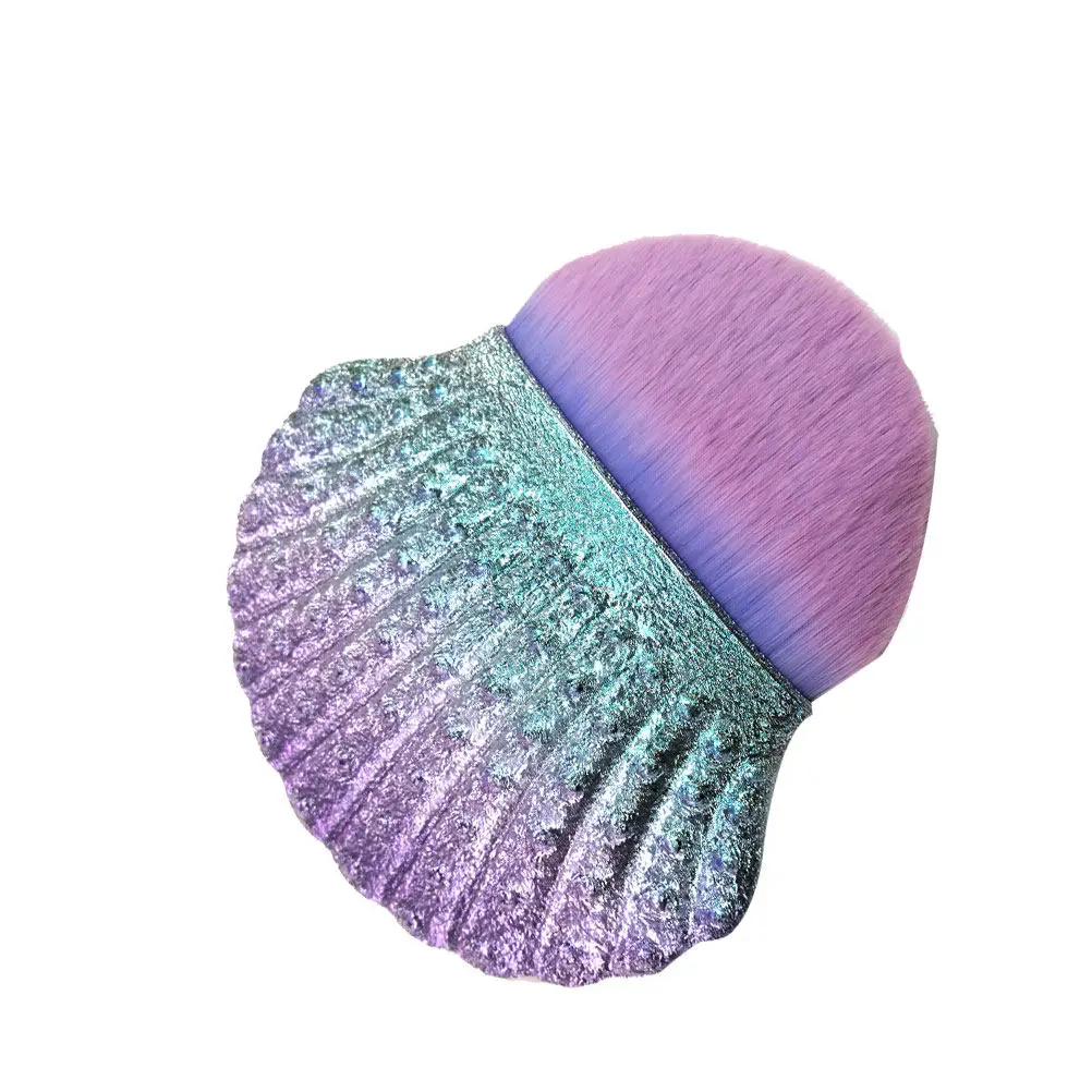 1Pcs Foundation Brush Shell Shape Plastic Handle Soft Bristles Lightweight Beauty Tool Professional Portable