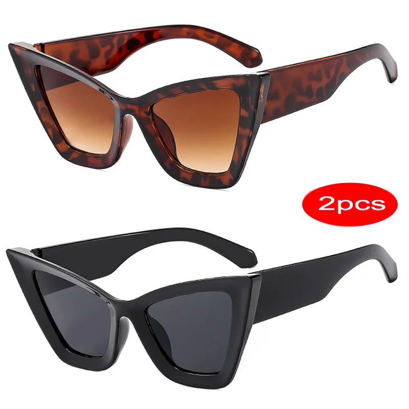 1/2 PCS Ins Beliebte Mode Cat Eye Sonnenbrille Frauen Vintage Shades Punk Dicken Rahmen Sonnenbrille Weibliche UV400 Brillen