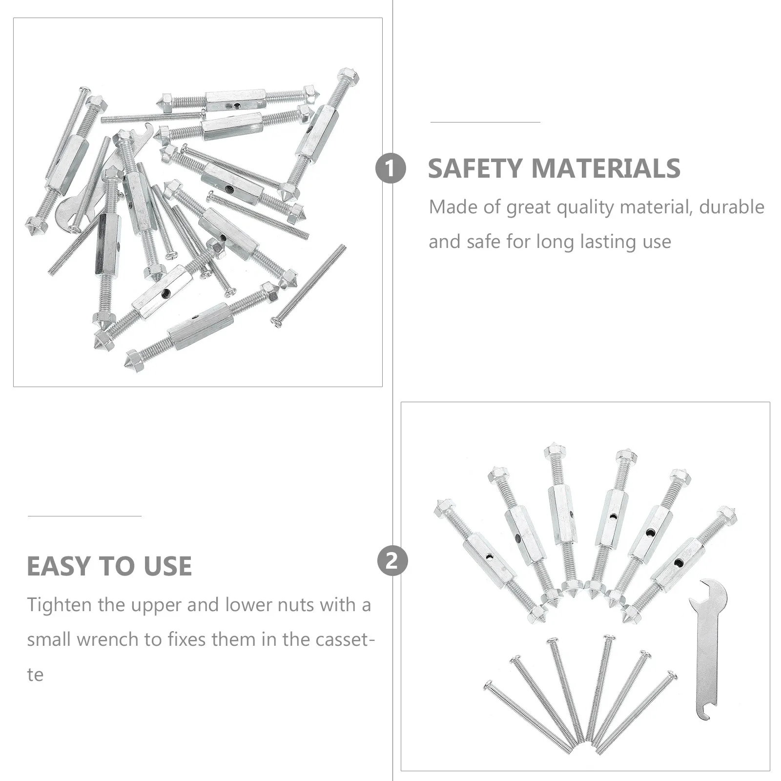 10Sets 86 Type Cassette Repairer Screw Set Junction Box Repairer with Tightening Wrench Rustproof Extended Screws Strong Metal