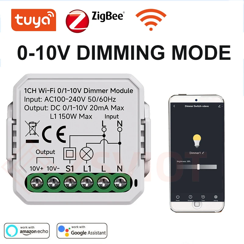 

Tuya Smart WiFi 0/1-10 В светодиодный контроллер затемнения постоянного напряжения Push Zigbee Dimmer Smart Life APP Поддержка Alexa и голоса Google