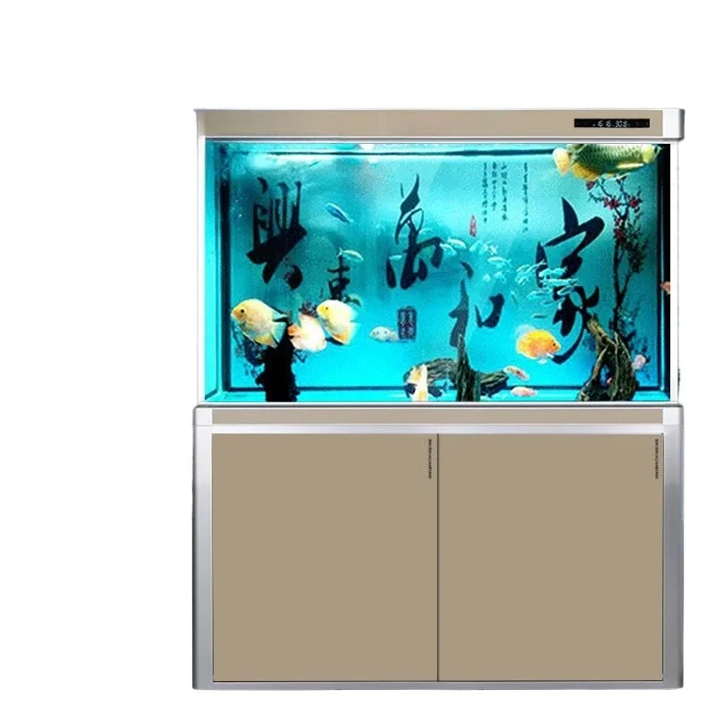 

Large fish tank, water-free living room glass aquarium partition ultra-white household bottom filter fish tank