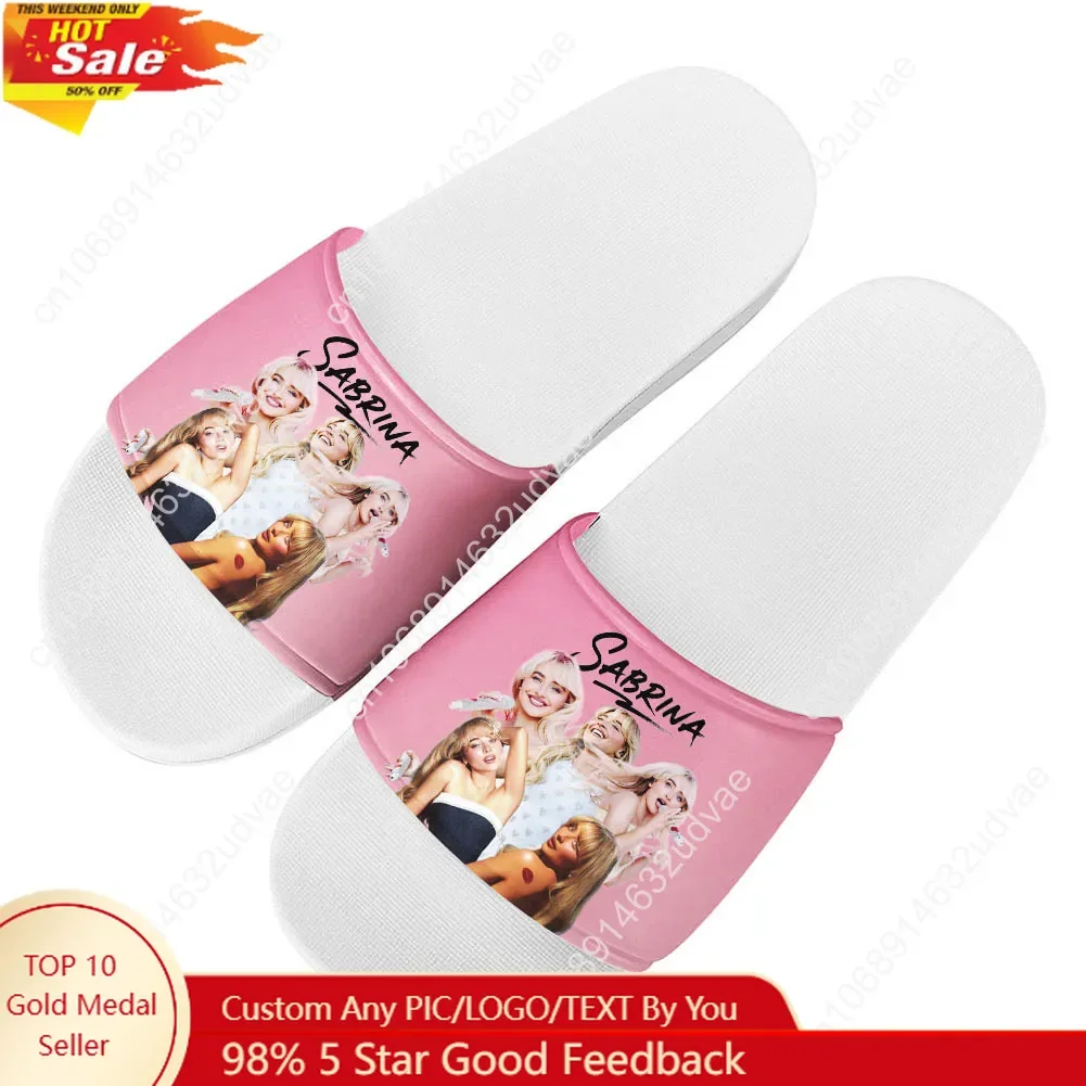 

Sabrina Carpenter Slippers Man Woman Boy Girl Tailor Made Slides Sandals Pop Singer Photo Customized Bath Shoes Water Shoe White