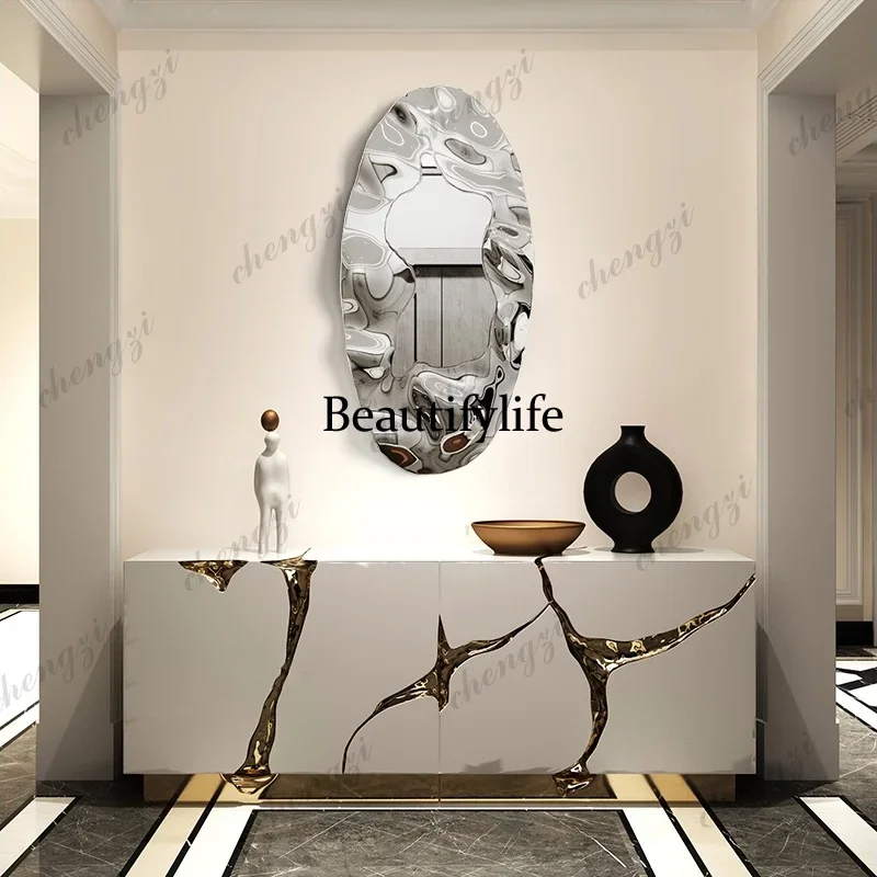 M138 TTT Stainless Steel Oval Mirror Wall Decoration, Designer Art Installation, Large Space, Sales Office