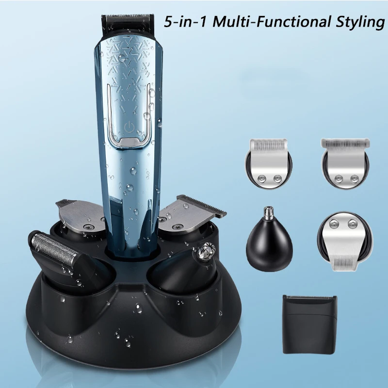 5in1 Man Hair Clipper Cordless Electric Hair Trimmer Rechargeable Beard Trimmer Electric Shaver Ear Nose Hair Trimmer Beauty Kit