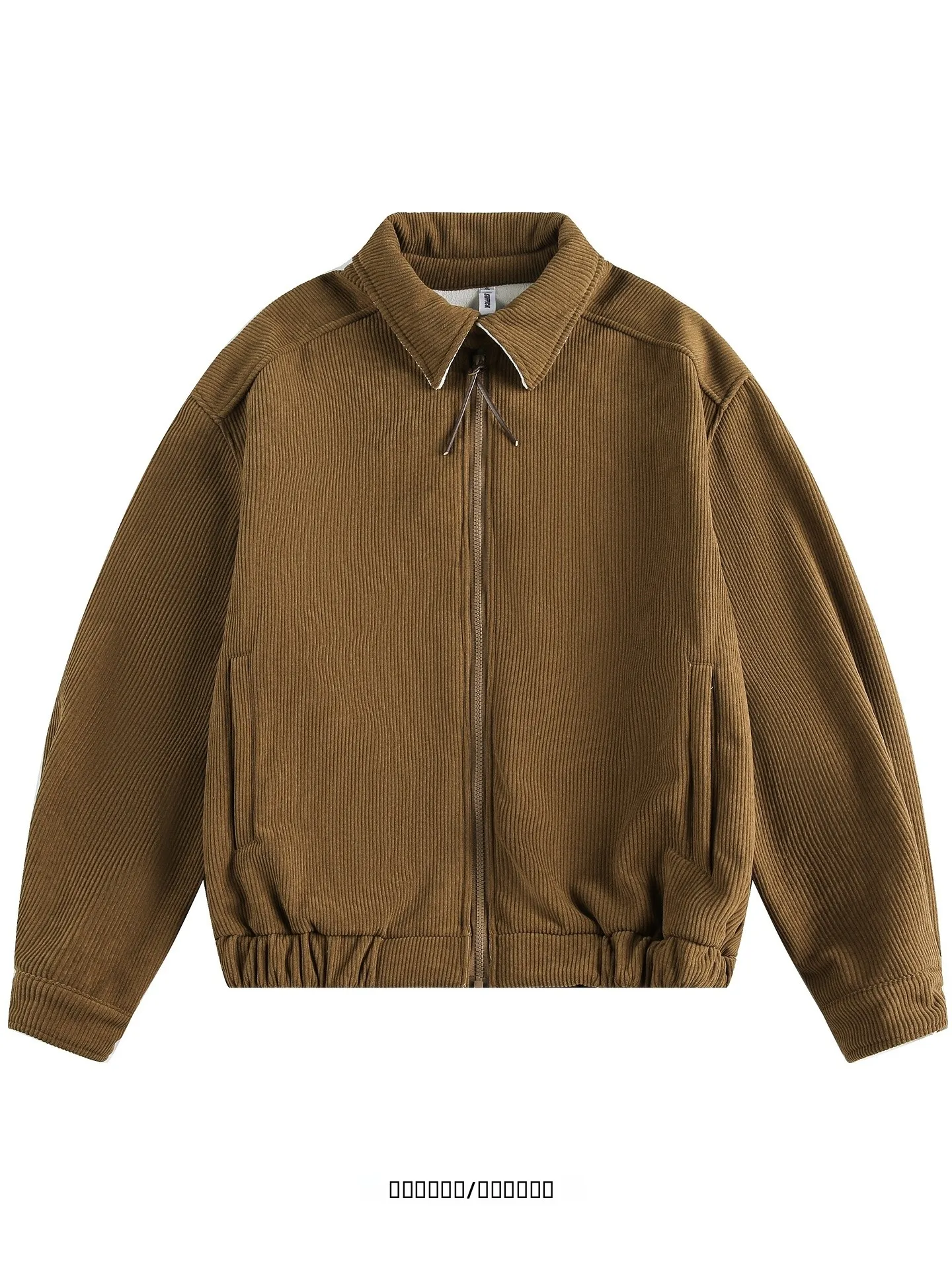 

Loose Fit Casual Jaet from ex Autumn Winter Polyester Fiber Long Sve Flip Collar Color Youth Faion