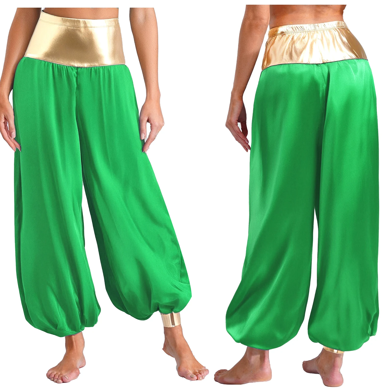 

Women's Fashion Patchwork Harem Lantern Pants Arabian Indian Middle-east Princess Bloomer Pants for Halloween Carnival Cosplay