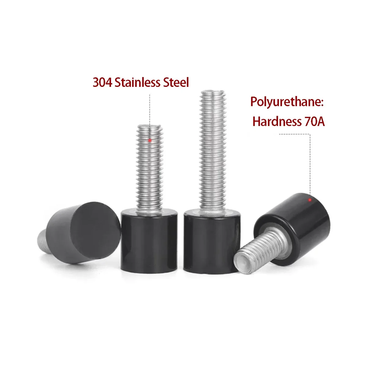 70A Polyurethane Coated Screws, Stainless Steel Rod, Shock Absorbing Anti - collision Nails, Urethane Head Bolts M3M4M5M6M8-M16
