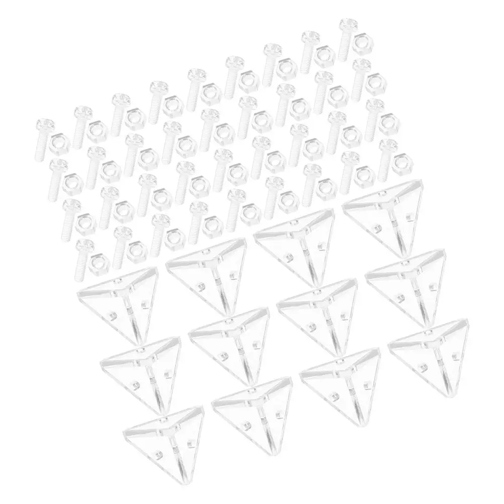 1 Set Clear Acrylic Corner Brackets 3-Hole Right Angle Support Frame For Shelves Cabinets Furniture Plastic Triangular Bracket