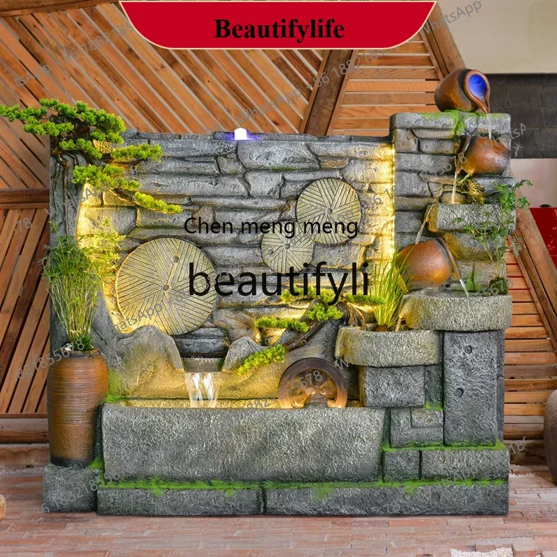 

D178 Water curtain wall, running water screen, courtyard, garden arrangement, circulating water landscape, floor ornament, foun