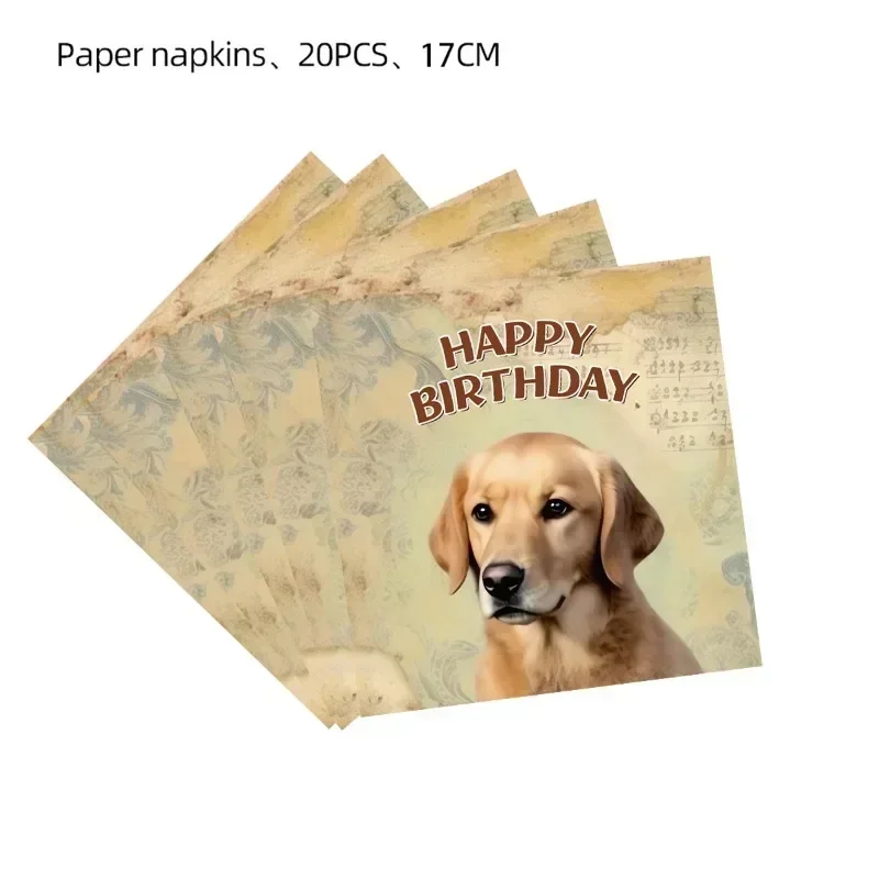 20 unids/pack 33*33cm 2 capas Vintage mascota perro y gato suministros de decoración para fiesta de cumpleaños copa de vino flor manteles