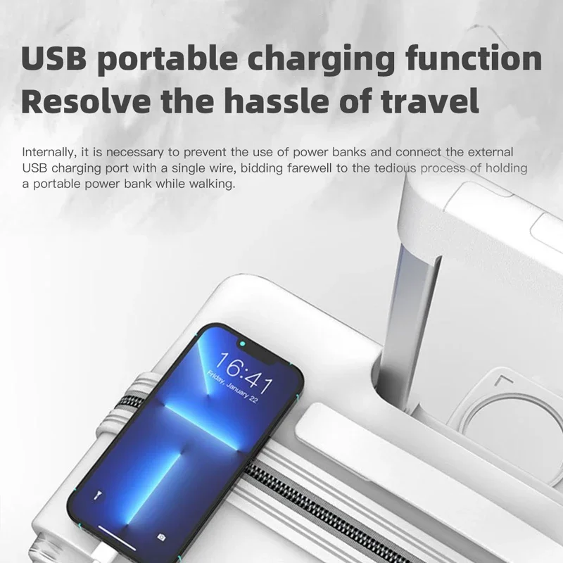 SUSHIMU Bordfreundliches Gepäck mit Frontöffnung, Trolley-Koffer für Männer und Frauen, 18-Zoll-Silent-Aluminiumrahmen