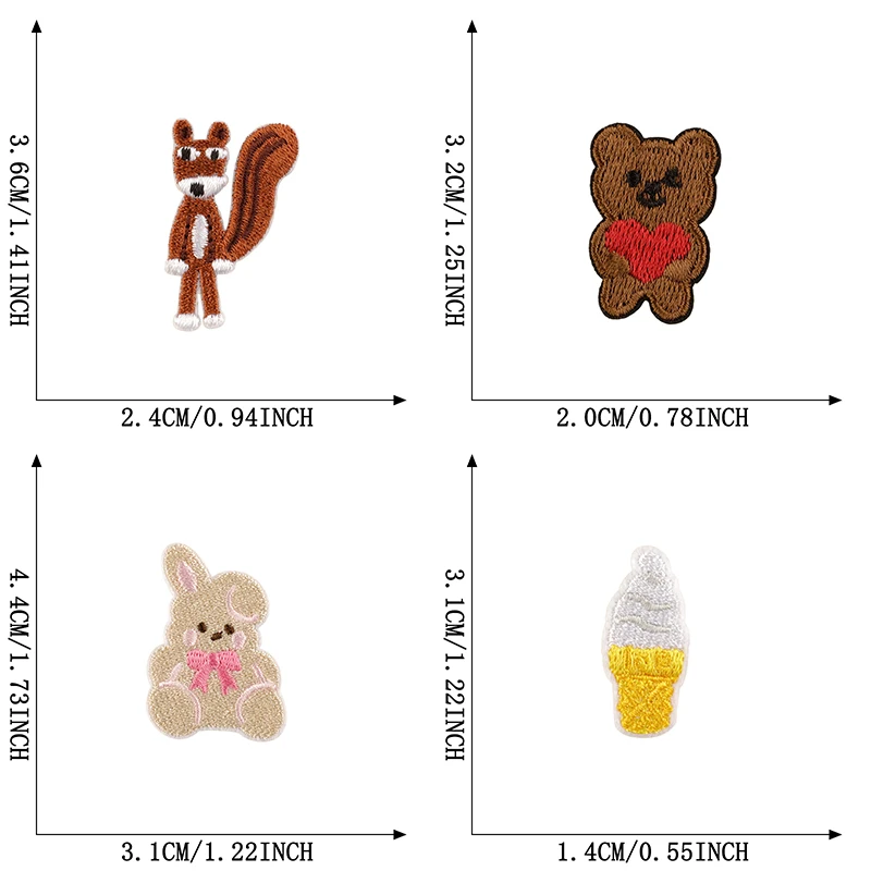 14 Stück Bären-Eiscreme, niedliche Tiere, zum Aufbügeln, für Kleidung, Kinder, viele bestickte Jacken, Aufkleber, Packung, Stoffe, Nähen, DIY-Parches – Detail 3