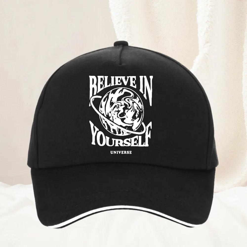

Believe In Yourself Universe Funny Graphic Men hat Fashion Breathable Adjustable Baseball Cap All Seasons Travel Gift Headwear