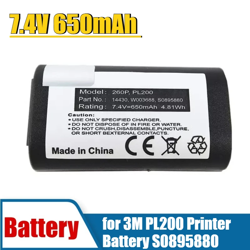 

7.4V 650mAh for 3M PL200 Printer Battery S0895880