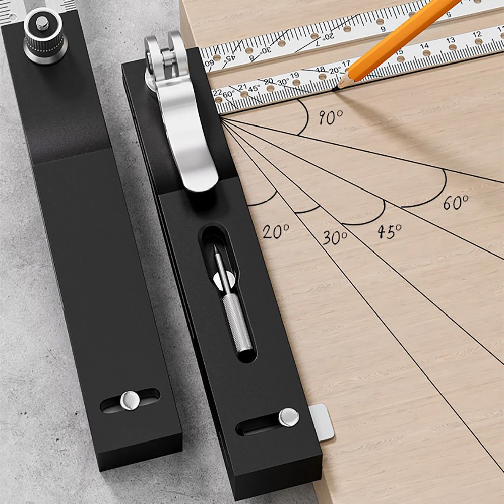 1Pc Woodworking Scriber Ruler High Accuracy T-Shape Multi-Angle Scribing Tool Aluminum Alloy Movable Angle Ruler Gauge
