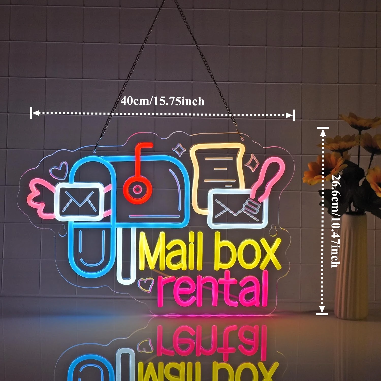 Mail Box Rental Neon Sign LED Neon Lights for Portal Service Shipping Stationery Stores Pack Store Home Decor USB Power Dimmable