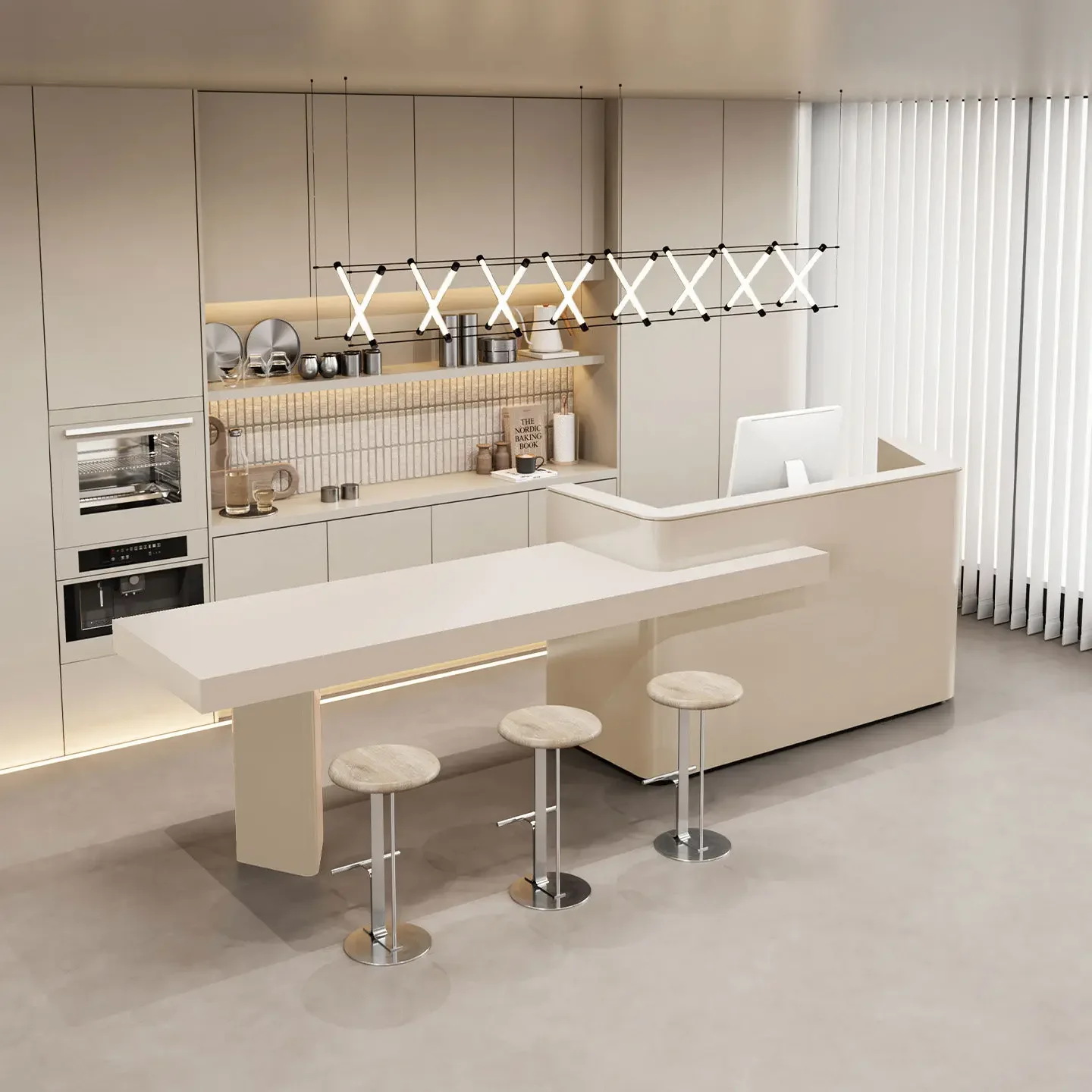 Simple commercial company water bar integrated cabinet pantry reception desk flower shop operation counter cash register