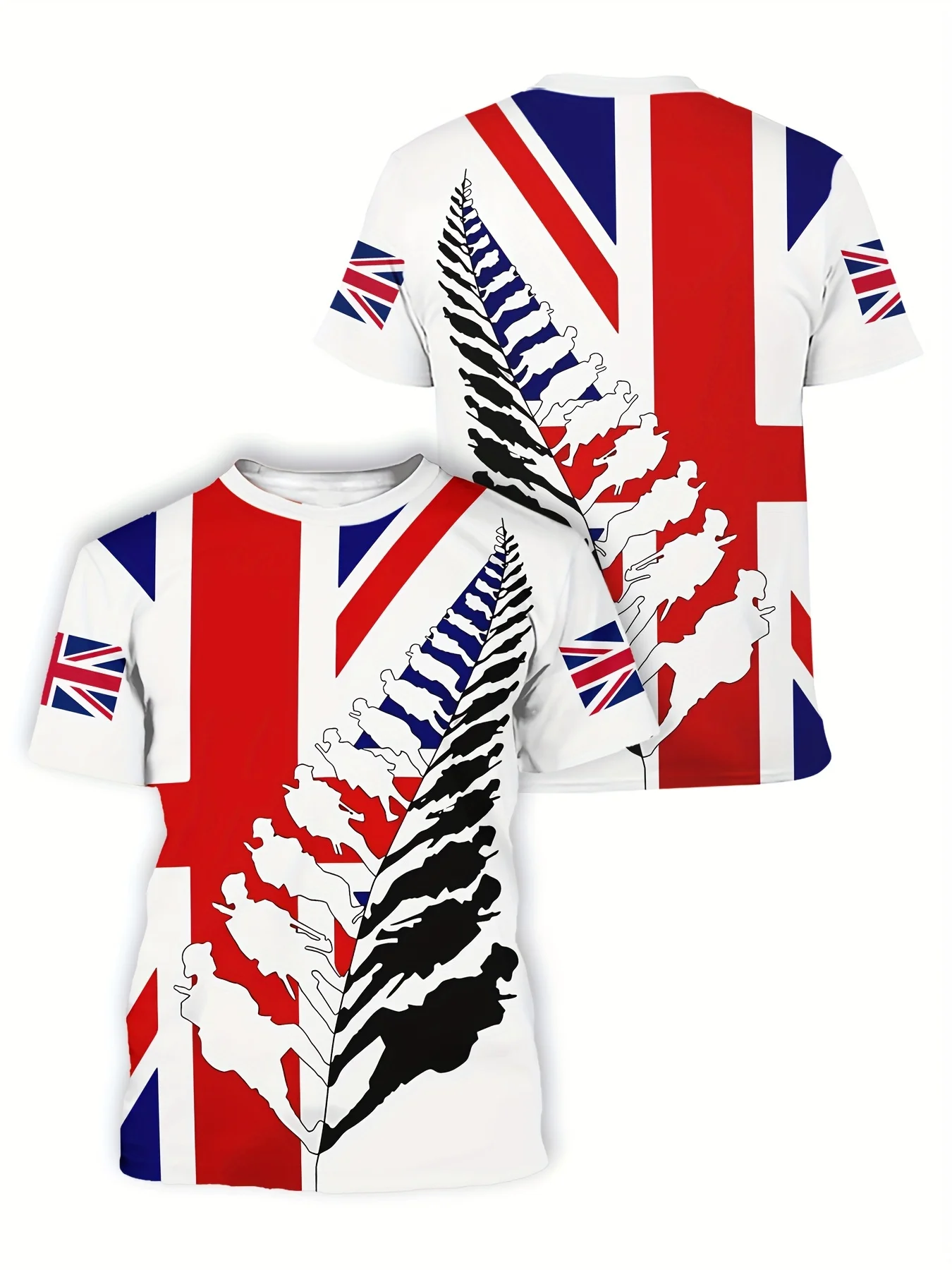 UK Flag Pattern Design T-shirts Men\'s O-Neck Short Sleeved T Shirt British National Emblem Football 2024 Summer Man Clothing