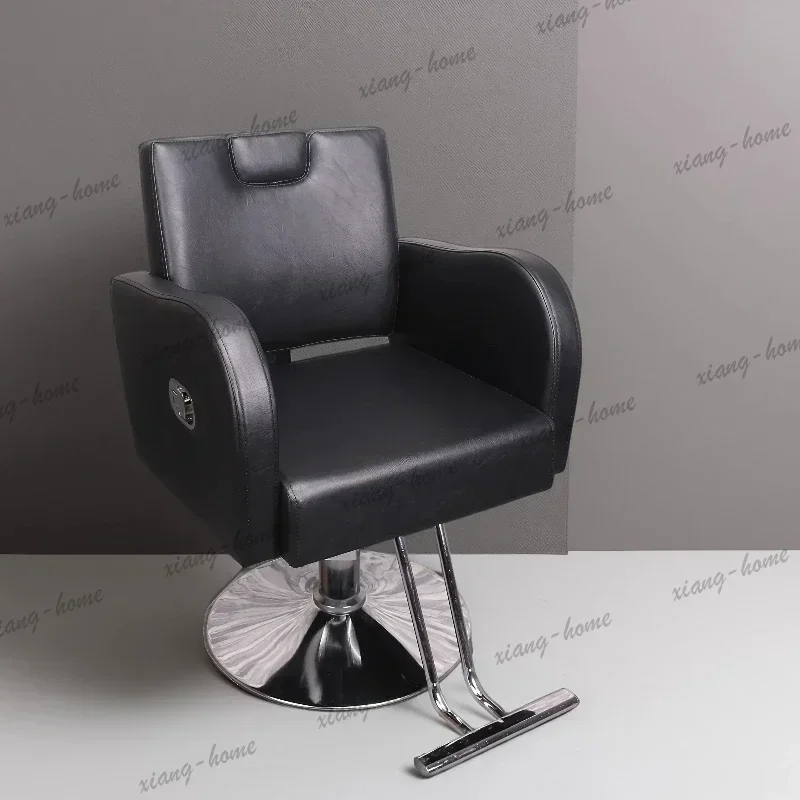 LSReclining Luxury Barber Chair Reception Makeup Barbershop Hairdressing Barber Chair Mirror Wheels Sillas Beauty Salon Furnitur