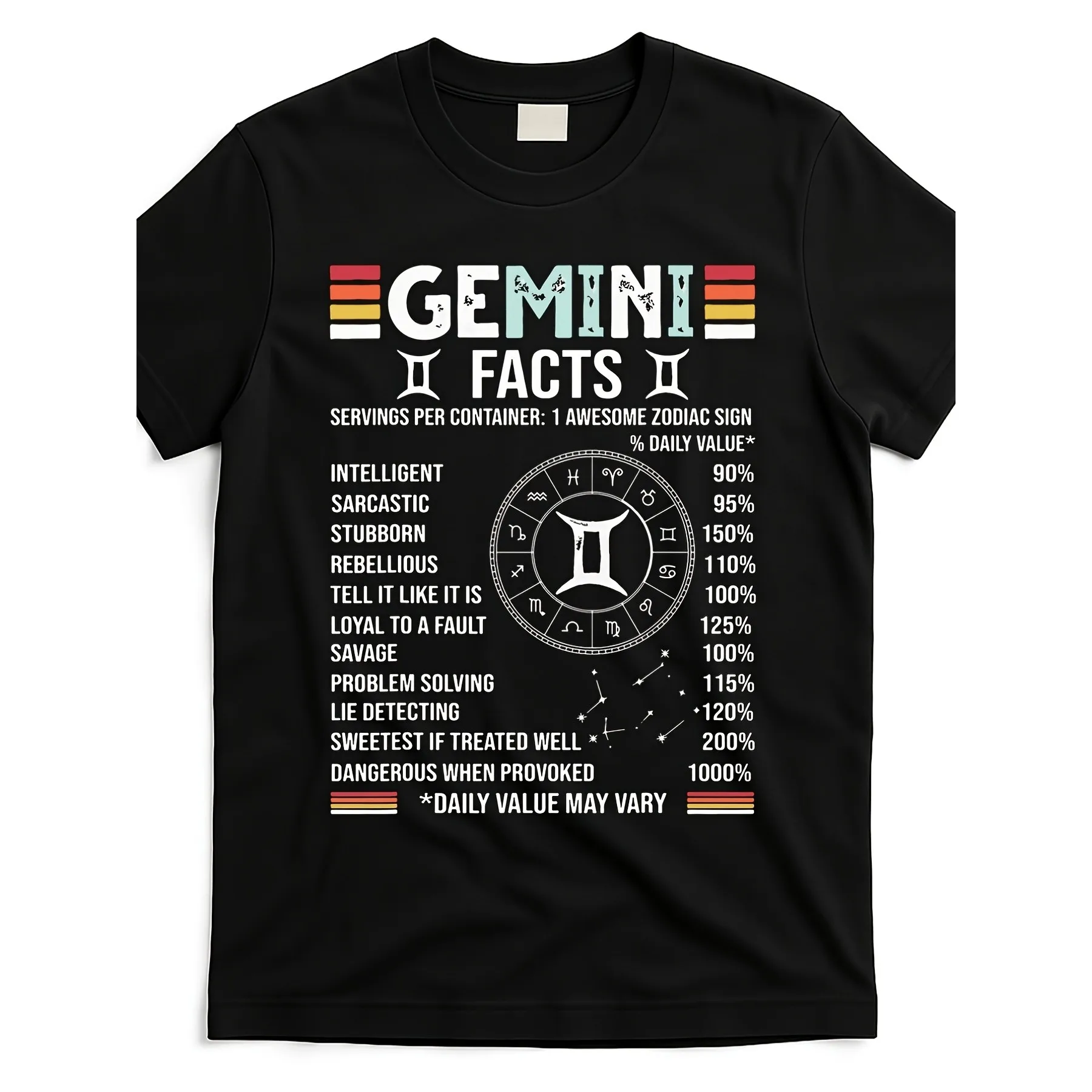 Gemini Facts Graphic Tee Men Casual Cotton T Shirt Funny Astrology Zodiac Horoscope Short Sleeve