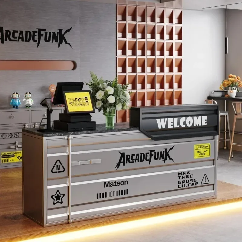 Industrial style container bar counter Wrought iron counter Commercial cafe Front desk
