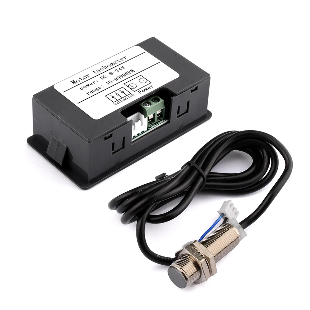 Speed Measuring Instrument 4 Digital DC8-24V LED Tachometer Gauge RPM Speed Meter + Hall Proximity Switch Sensor NPN For Motor image 4