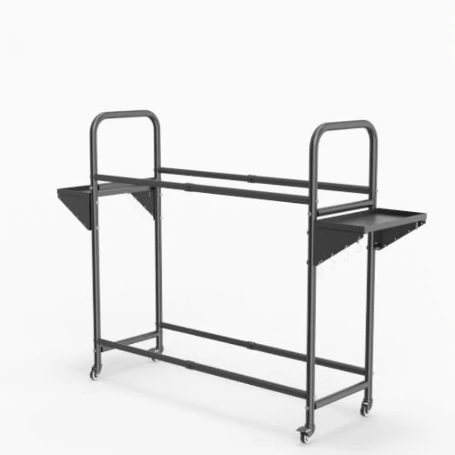 Garage tire storage rack, black steel pipe and ABS, adjustable 24.80-42.51'' x 15.35'' x 44.09'', includes 8 S hooks and 2 shel view 4