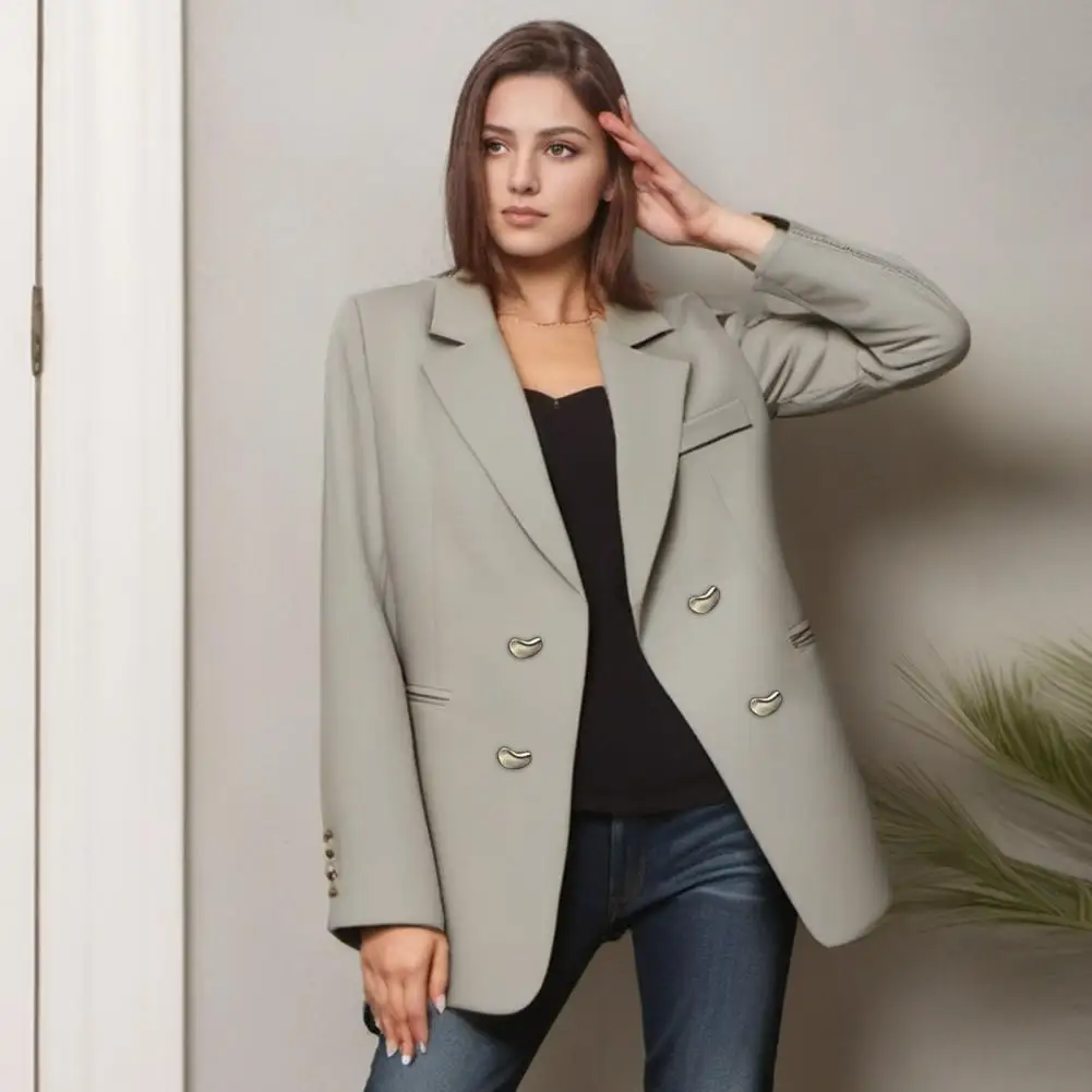 Women Suit Coat Elegant Lapel Women's Suit Coat with Double Breasted Design Stylish Office Lady Outwear for or Formal Wear