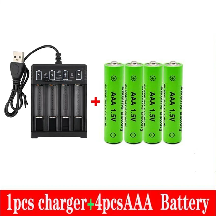 100% New AAA Battery 3000 MAh Rechargeable Battery AAA 1.5 V 3000 MAh Rechargeable New Alcalinas Drummey + Charger