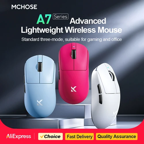 MCHOSE A7 Pro ratón inalámbrico para juegos de deportes electrónicos Bluetooth recargable PAW3395 ratón inalámbrico ergonómico ligero 2,4G