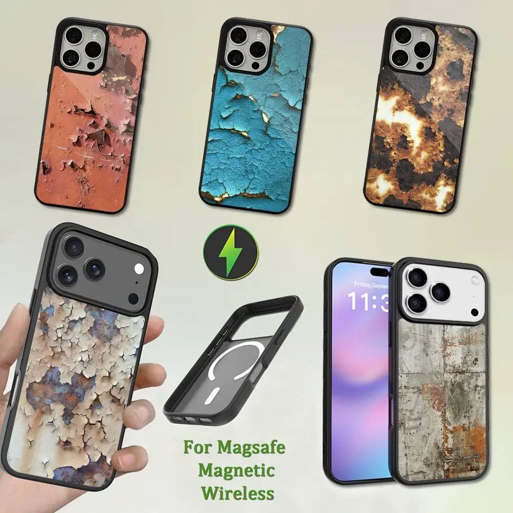 

Rusty Retro Industrial Style Case For iPhone 13,12,11,16,15,17,14,Pro,Max,Plus,Mini, With Magsafe,Magnetic Wireless Charging