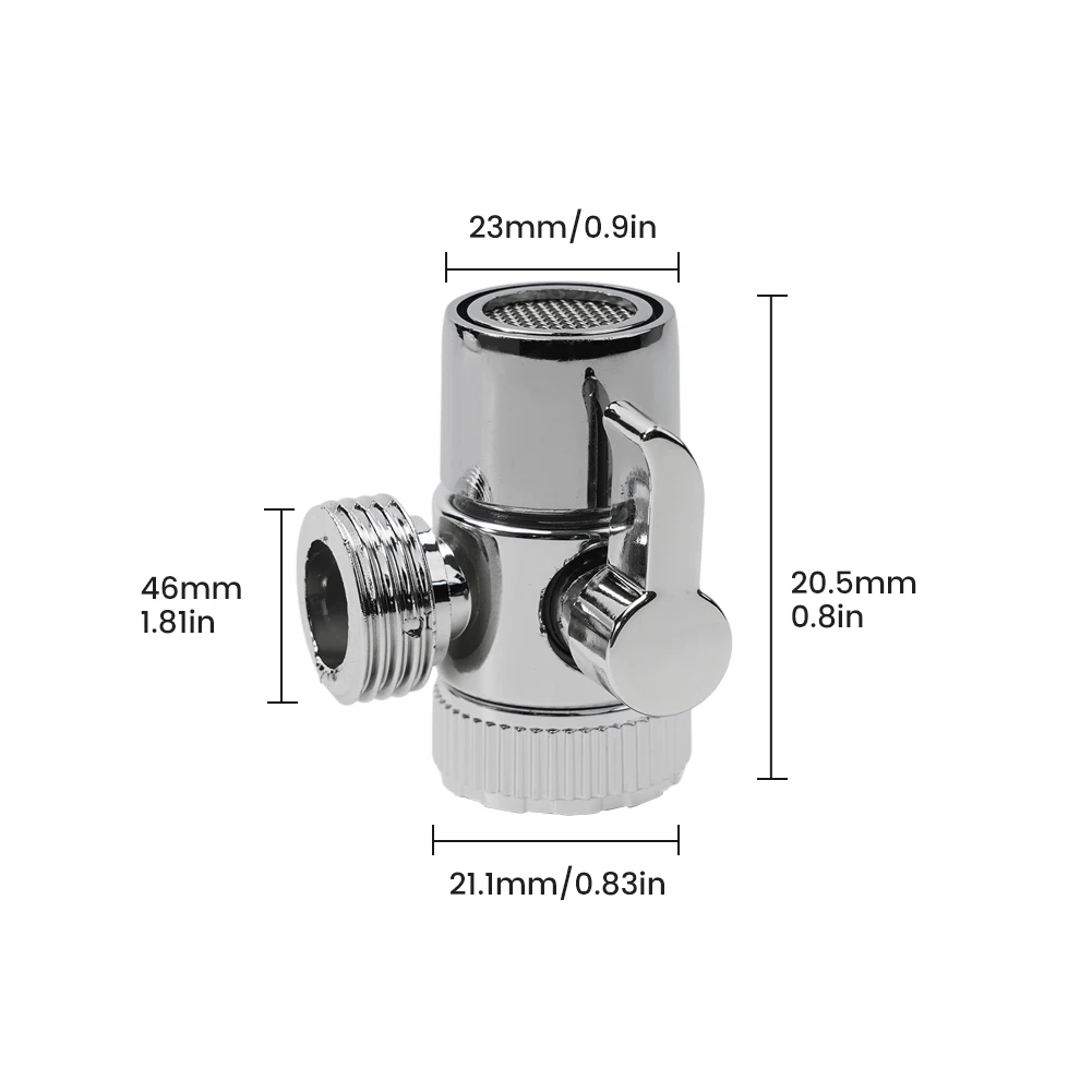 Water Tap Connector Sink Splitter Faucet Adapter Faucet Diverter Home Improvement Chrome M22 X M24 Plastic Silver Three-way