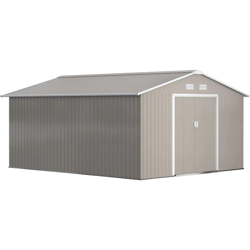 

11' x 13' Outdoor Storage Shed, Garden Tool House with Foundation Kit, 4 Vents and 2 Easy Sliding Doors for Backyard, Patio