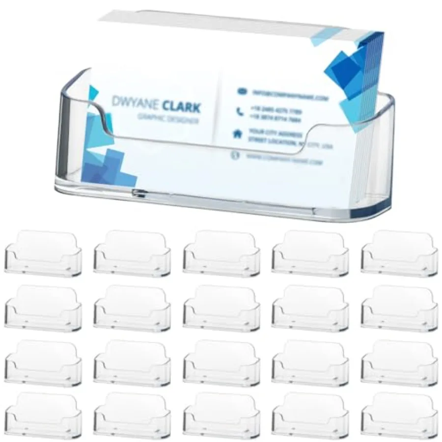 20 عبوة من حامل بطاقات العمل الأكريليك للمكتب من البلاستيك الشفاف، حامل بطاقة عرض الأعمال، حامل بطاقة العمل #1