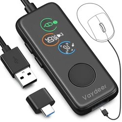 Jiggle de souris entièrement automatique 100% mouvement de souris USB absolument indétectable avec écran HD, compte à rebours réglable et 3 pistes