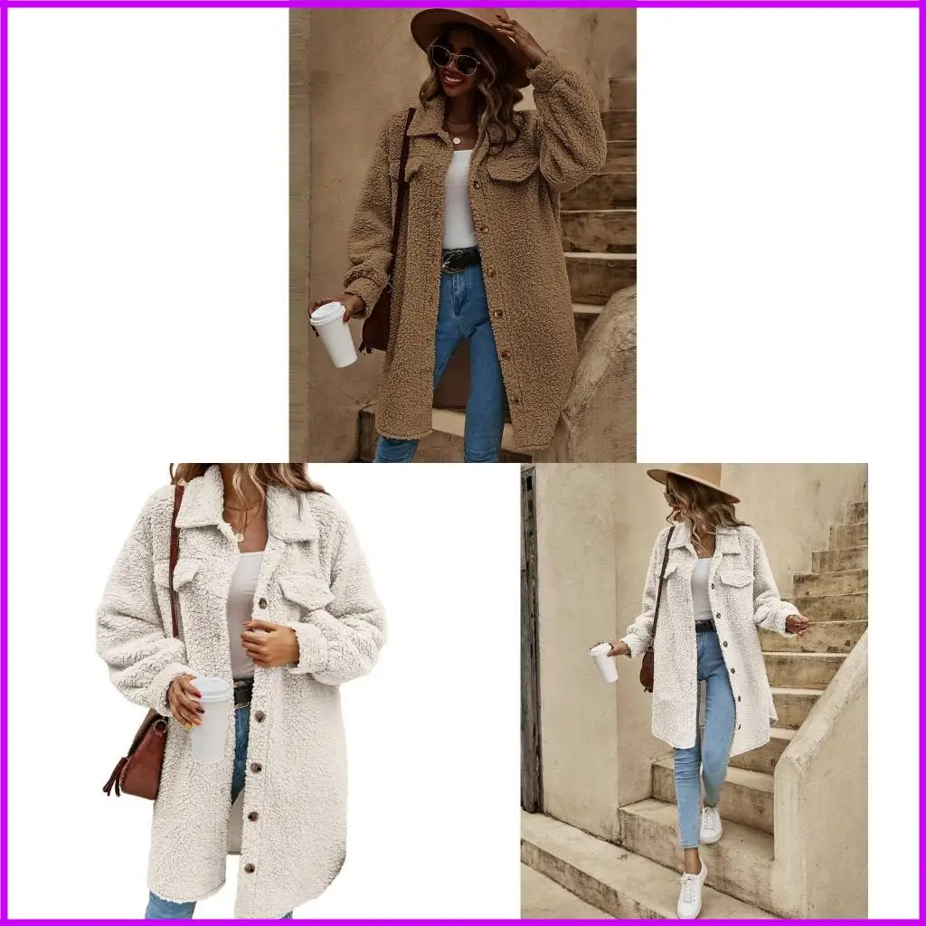 

Women Fuzzy Fleece Coat Winter Warm Faux Furs Open Front Cardigan Outwear