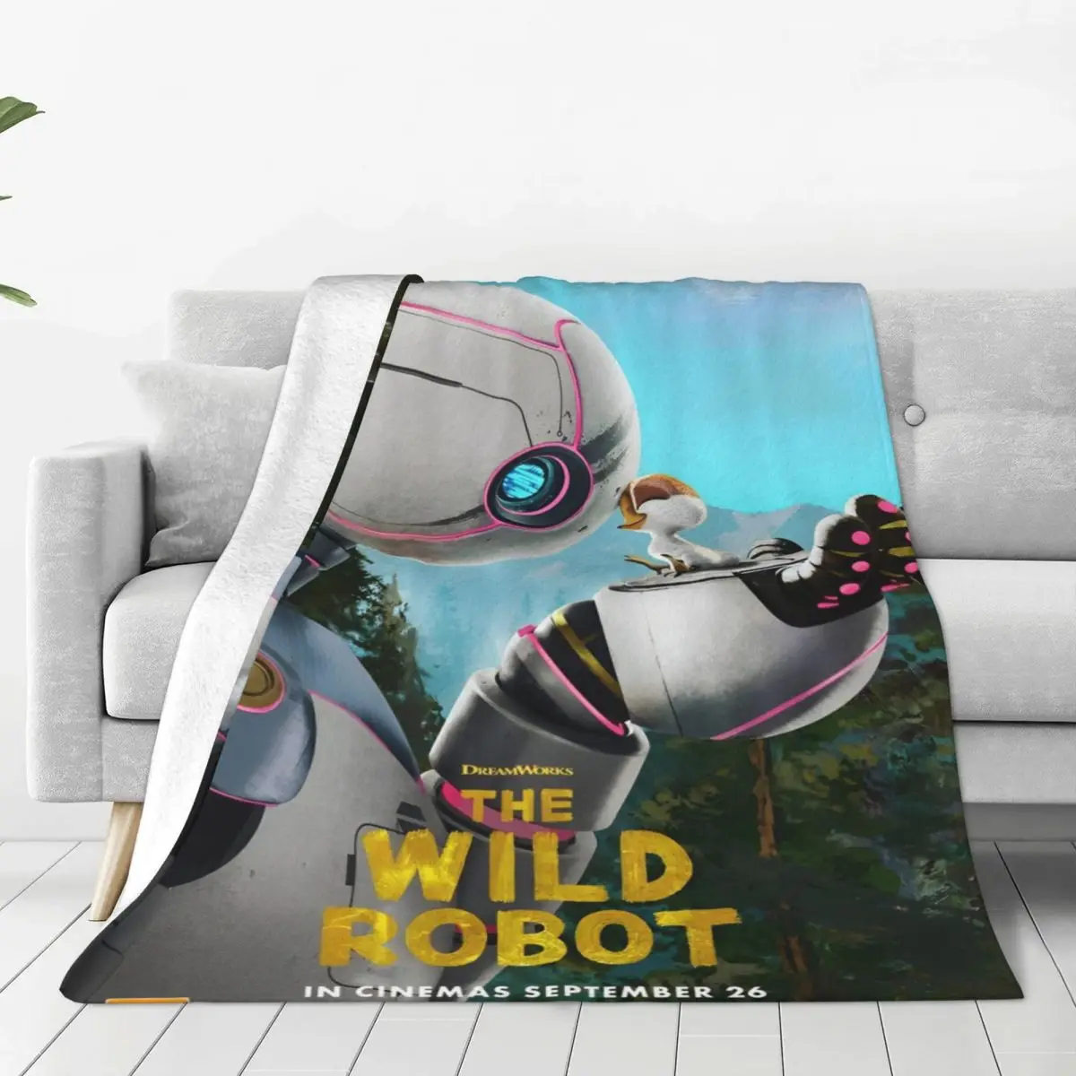 Warm Soft Blanket Picnic The Wild Robots 2024 New Cartoon Throw Blanket Flannel Bedspread For Home Decor Novelty Sofa Bed Cover