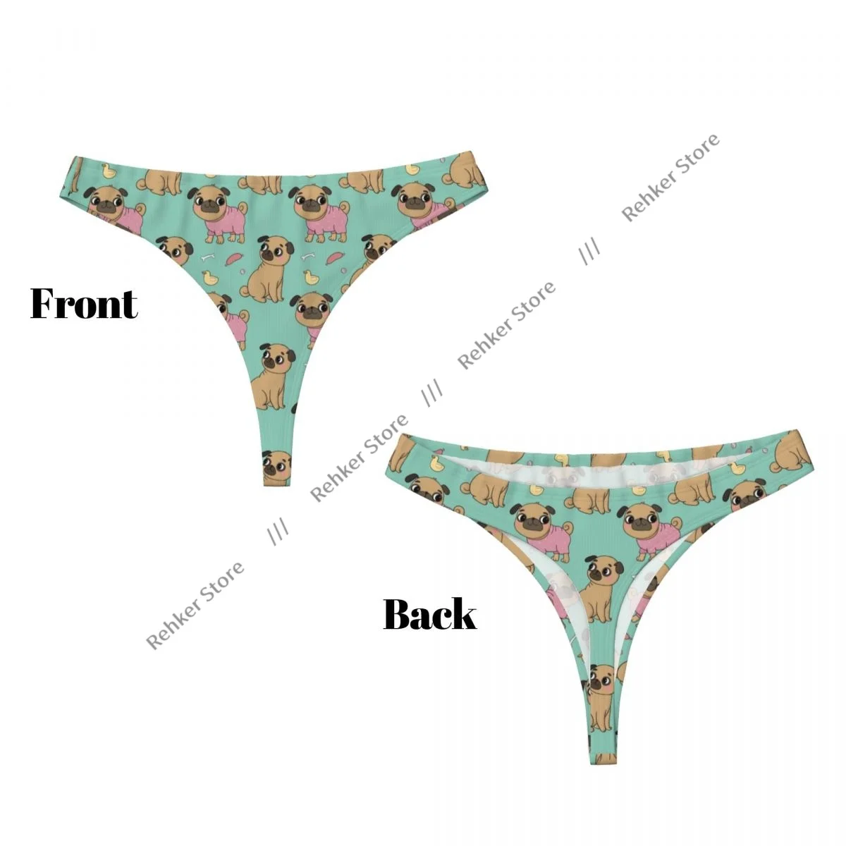 Bragas sexis con bonito patrón de Pug de dibujos animados, tangas, ropa interior, lencería para mujer, Tanga transpirable