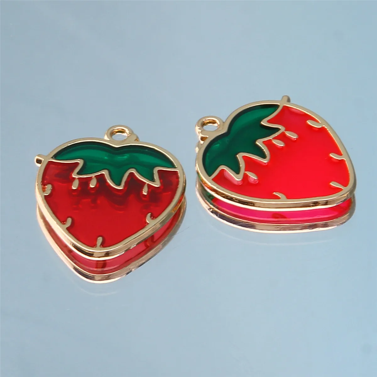 10pcs Colorful Cherry Strawberry Lemon Fruit Enamel Charms DIY Keychain Necklace Earrings Making Accessories