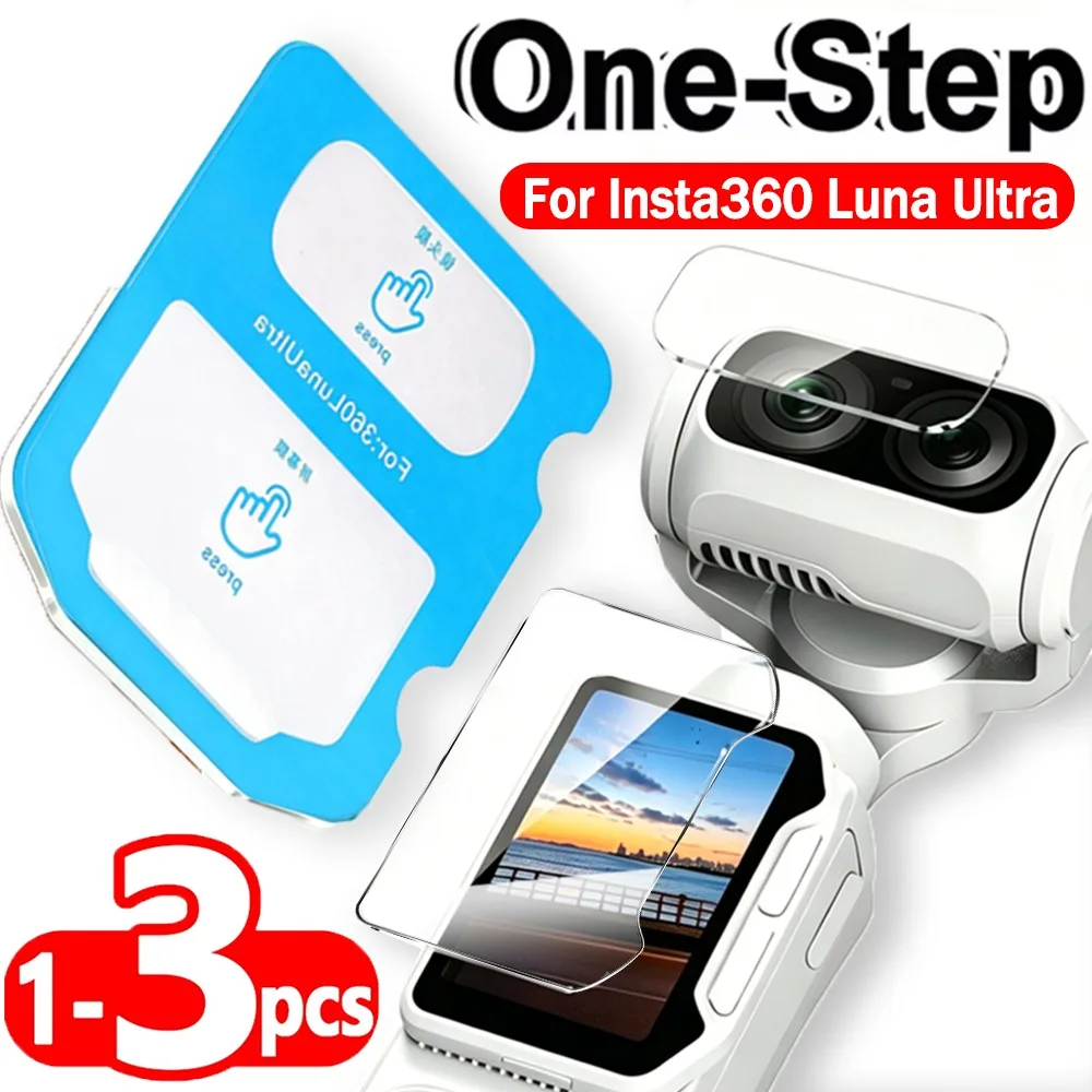 3-1Sets HD Clarity Tempered Glass for Insta360 Luna Ultra Screen Protectors Anti-Reflective Camera Lens Films with Install Kits