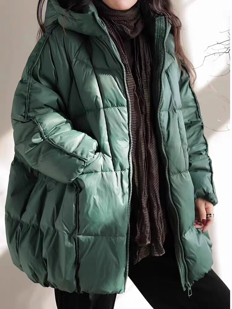 

Winter New Sle Women's Long Casual Puffer Cotton Jaet Bla Faion Bread Sle Coat Thiened Long Sve Zipper Closure