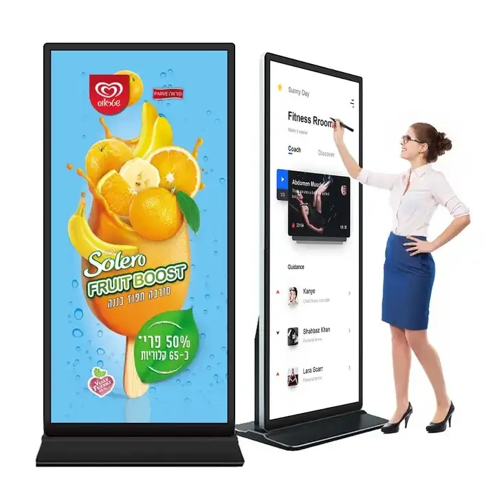 65/75/86 Inch 4K LCD Full Screen Digital Signage, Floor Standing Advertising Kiosk, HD Display