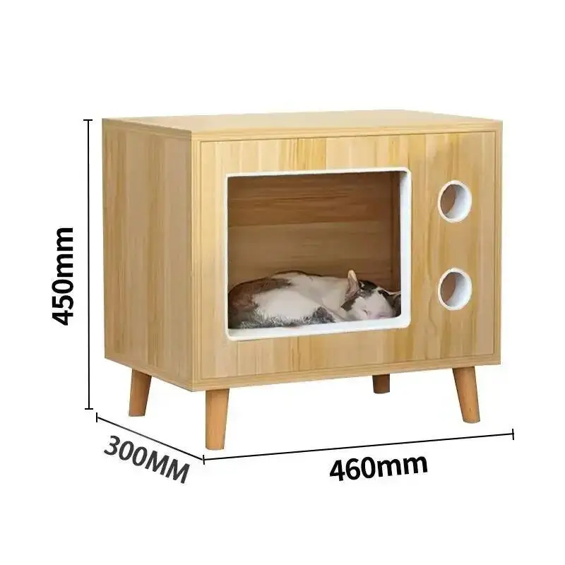 HotCat Nest, Bedside Table Small Cabinet, Integrated Human And Log Color Simple Bedside Table, Multi-functional Cat House, Kenn
