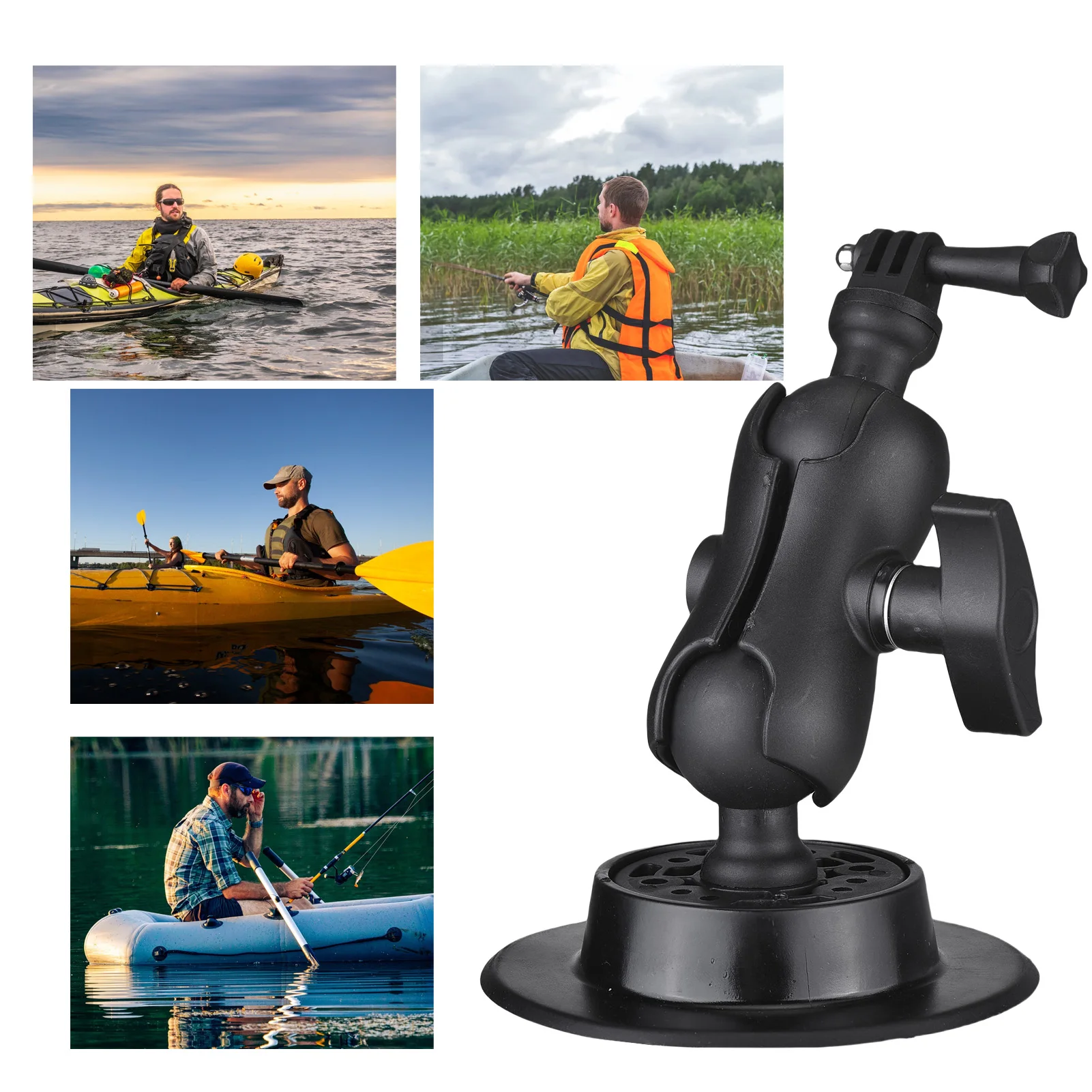 7.48-Inch Adjustable Kayak Camera Mount with Extension Rod for Sport and 1/4 Inch Thread Cameras Action Camera Kayak Mount