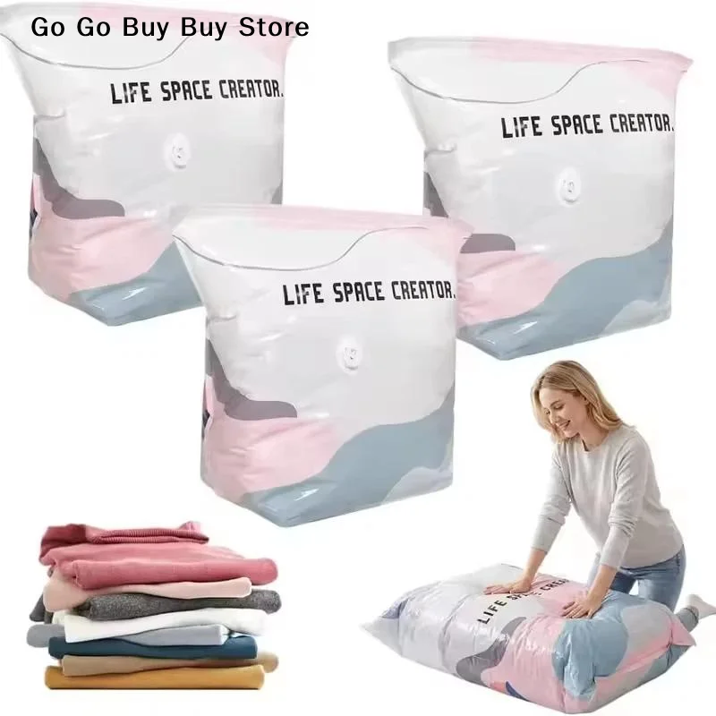 【S】Vacuum Storage Bags Vacuum Compression Bag Space Saving Pumpless Vacuum Storage Bags Waterproof Reusable Organizer
