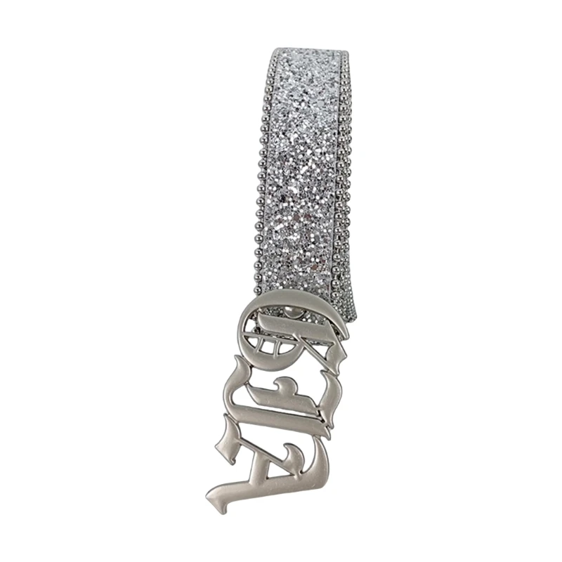 Popular Belt for Pants Jeans Sparkling Sequins Belt Metal Letter Buckle Belt for Women Girl Formal Casual Wear Dropship