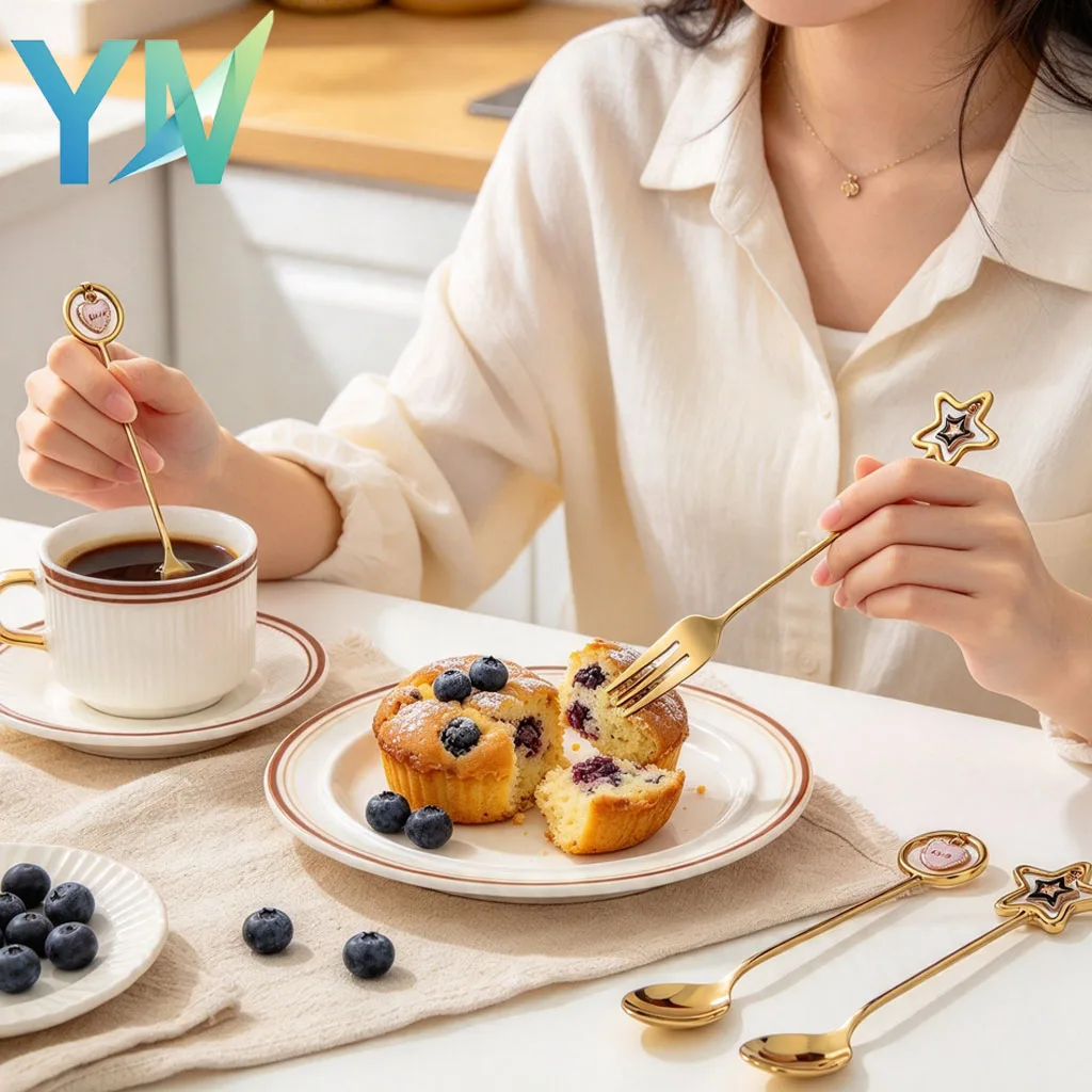 1-10PCS Mini Stainless Steel Spoon Pendant Hollowed Out Coffee Dessert Ice Cream Scoop Utensil Hanging Charm for Home Party Gift