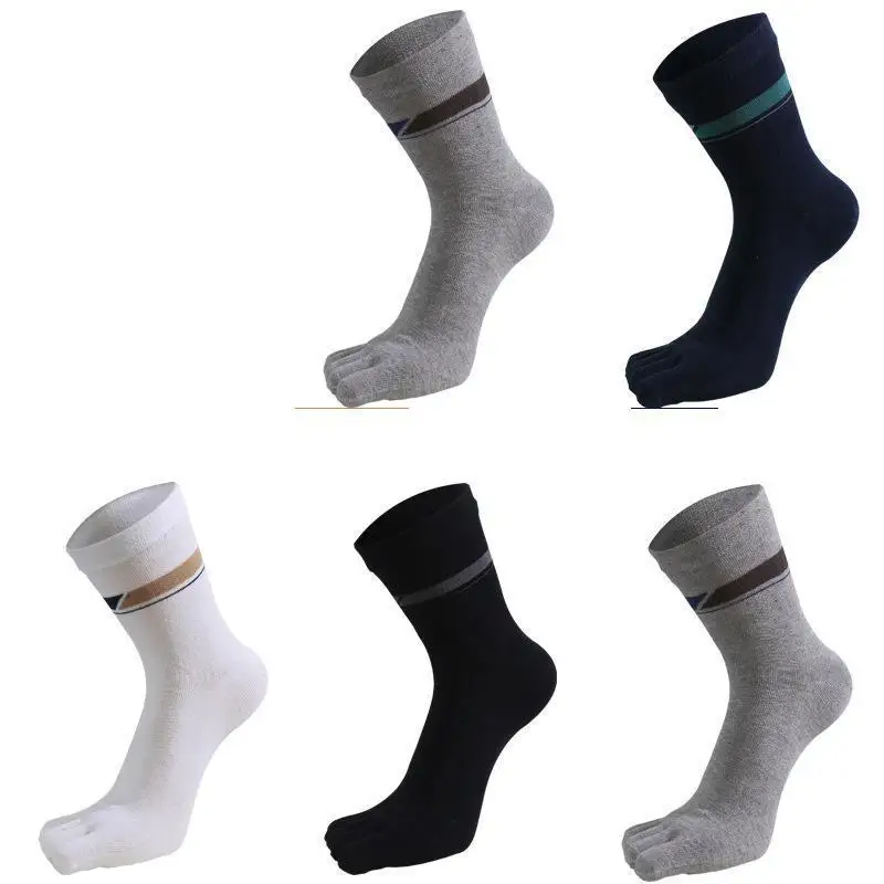 

Five Finger Socks Men Cotton High Tube Four Seasons Toe Socks Business Sock Set