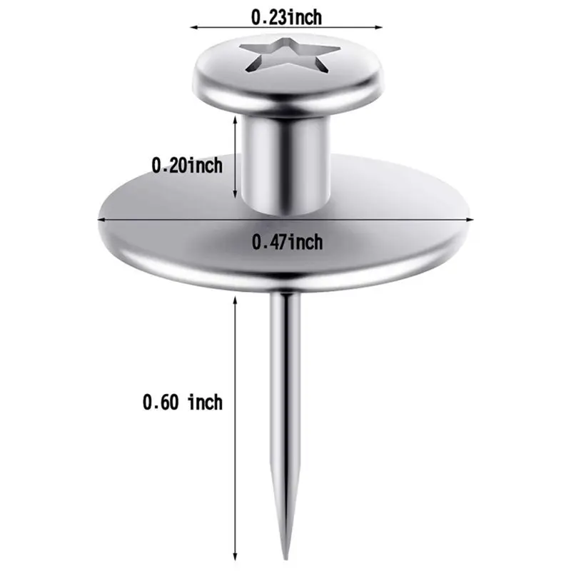 Y17A 60Pack Silver Double Headed Picture Hanging Nails, Picture Nails, Tacks for Wall Hangings, Wall Pins for Hanging