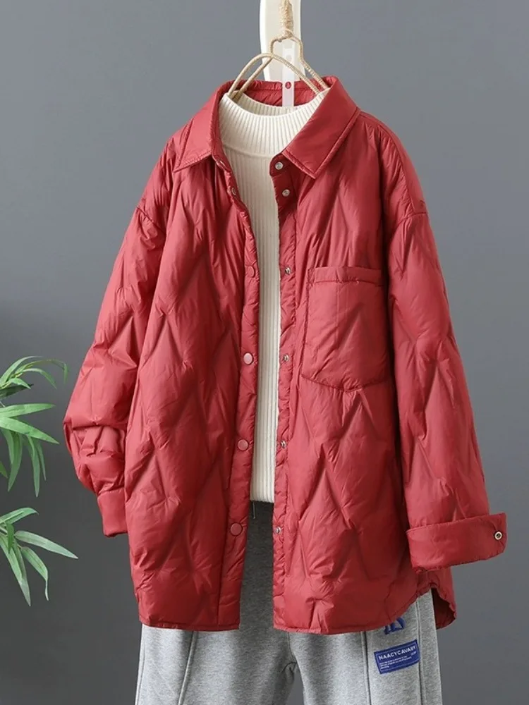 

Легкая утепленная хлопковая куртка с воротником-стойкой для женщин, зимняя, свободного кроя, средней длины, теплая, модная, повседневная верхняя одежда